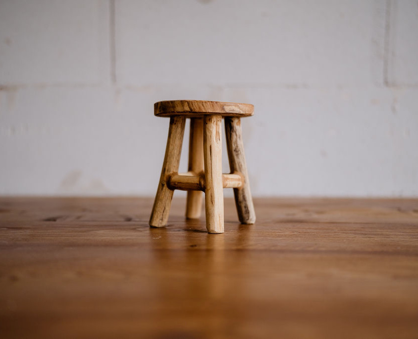 Lot De 3 Mini Tabourets En Bois Pour Pots De Fleurs - Tailles S/M/L (14 à 20 Cm) - Décoration Intérieure/extérieure - Design Rond Et Mignon