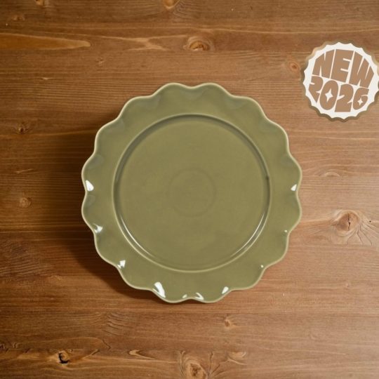 Assiette à dessert Bloom Olive en forme de fleur